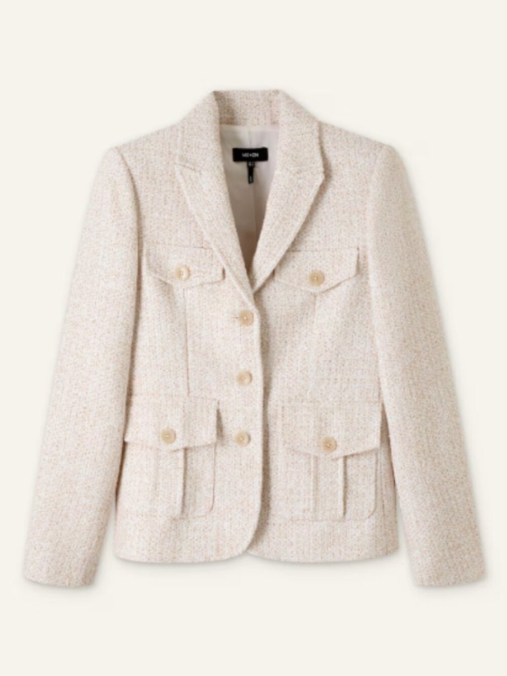 ME+EM Boucle Contour Jacket Italian Cotton Blend Ivory Metallic Sz US 10 - Picture 2 of 12